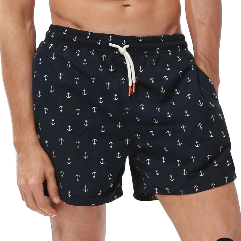 NITAGUT Navy Blue Nautical ⚓ Men's Swim Trunks NWT